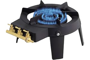 SOLEILUX Fornellone Fornello a gas gpl in Ghisa 3 rubinetti e 4 piedi con fiamma regolabile e tripla corona ideale per Campeggio, Picnic e Catering 9,5 kW