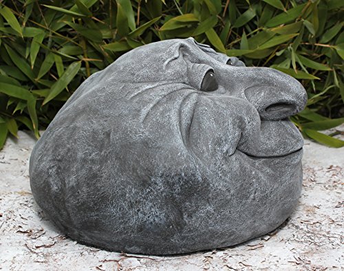 Steinkopf Steingesicht in Schiefergrau, frostsichere Deko-Figur für den Garten - 4