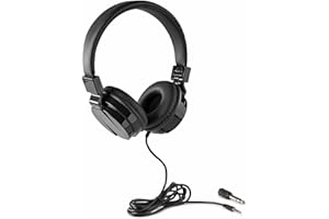 VONYX VH120 Beginner DJ Headphones - Folding On-Ear Closed Back Studio Monitoring Headset with Deep Bass, Padded Adjustable Headband & 3.5mm to 6.35mm Adapter for Mixing & Recording, Black