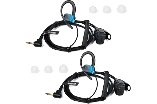 HYSHIKRA Oreillette de sécurité Radio Compatible avec Le Talkie walkie Motorola TLKR-T60 T80 T82 T-92 H2O T80 Extreme T82 Extreme, légère, en Forme de G avec Micro (Bleu, 2 Pack)