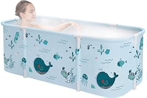 Sinbide Vasca da bagno pieghevole, vasca da bagno portatile a 3 strati, vasca da bagno in PVC per adulti e bambini (Animato-140cm)