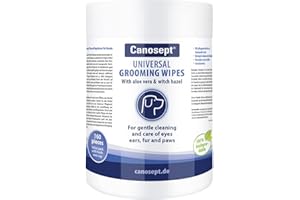 Canosept Toallitas Universales Para Perros 160 Piezas - Con Aloe Vera Y Hamamelis - Cuidado Y Limpieza Suave De Ojos, Orejas, Pelaje Y Patas - 100% Biodegradable
