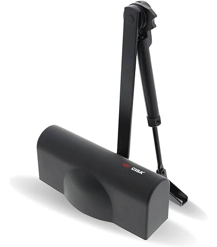 CISA Chiudiporta A Cremagliera Con Arresto, Serie 604 – Regolabile EN 2-4 Per Porte Fino A 80 Kg, Colore Nero