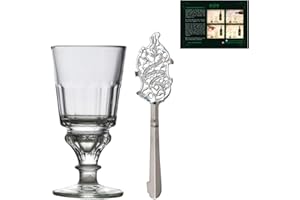 ALANDIA Verre à Absinthe et cuillère | Verre à Absinthe traditionnel | Cuillère à Absinthe en acier inoxydable