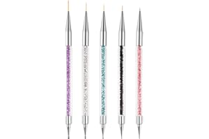 Hanyousheng 5 szt. pędzli do zdobienia paznokci z końcówką podwójną końcówką, pędzel do zdobienia paznokci, narzędzia do punktowania paznokci, zestaw narzędzi do punktowania paznokci do samodzielnego wykonania wzorów do zdobienia paznokci