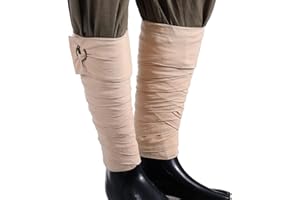 BPURB Medieval Viking Mens Calf Leg Wraps With Brooch Pins Pirate Belt Vintage Cosplay Costumes (Beige)