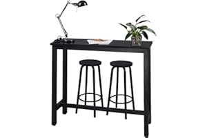 WOLTU Set Mesa de Bar y 2 Taburetes, Muebles de Bistro de Comedor para Salon, Barra Cocina con Estructura de Metal, MDF, 120x40x100cm, Negro