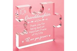 WELSKY Granddaughter Gifts, Engraved Acrylic Block Gifts for Granddaughter, Christmas Birthday Wedding Gifts for Granddaughter