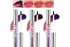 DENESTUP 3Pcs Peel off Lip Liner Stain, Peel off Lip Liner Tattoo Matte Finish Lip Stain, Colors Change Lip Gloss Long Lasting Waterproof Plump Lip Contour Gloss Makeup