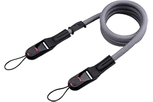 ﻿ ﻿ VKO Pasek do aparatu z szybkim odpinaniem regulowana lina wspinaczkowa aparat na szyję ramię pasek, do lustrzanki cyfrowej bezlusterkowej, szary