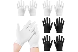 AFFEGIFTS Guantes Algodon Dermatologicos,4 Pares Negro y Blanco Guantes Hidratantes de Algodón para Manos Secas,Grueso Reutilizable Durante la Noche Guantes de Algodón Suave para Dormir,Spa,Tratamiento de Piel