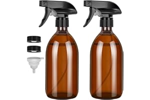 Ezvsevuo Bote Spray Pulverizador Cristal de 500ml, 2PCS Botella de Spray de Vidrio Ámbar, Spray Bottle Bottiglia Spray, Bottiglia Spray d'Acqua, Vaporizador Spray per Piante, Pulizia, Parrucchieri