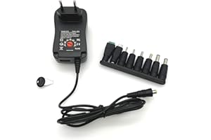 JZK 30W Cargador Adaptador Fuente alimentación Universal AC 100V-240V a DC 3V 4.5V 5V 6V 7.5V 9V 12V, Fuente de alimentación Ajustable Voltaje múltiple para CCTV Amplificador Altavoz Reproductor