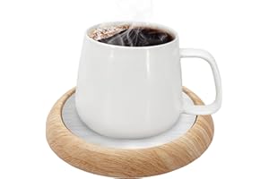 MQUPIN Coffee Mug Warmer, USB Cup Warmer Tea Warmer with Non-slip Base, Beverage Mug Warmer for Milk Coffee Tea, Cup Mug Warmer Heated Coaster for Home Office Coffee Cup Warmer (Yellow Wood Grain)