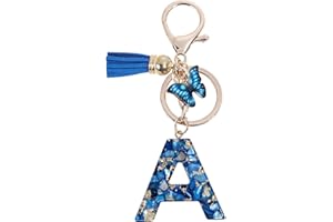 KENYG Encantadora resina acrílica 26 letras A-Z mariposa borla colgante llavero regalo para la hija de una niña amiga hermana madre cumpleaños Navidad