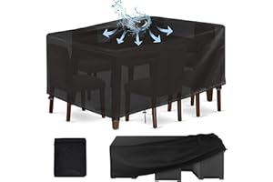 YuYo Housses pour Salons de Jardin, Housses Table de Jardin, 420D Oxford Tissu Imperméable Bâche de Meubles d'extérieur, Bache Protection Table Jardin Exterieur - (Rectangulaire, 280x204x90 cm)