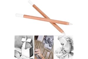 BOQUITE Skizze Bleistift, Zeichenstifte, 2Pcs Weiß Kohlestift Holz Professionelle Skizzierstift Schreibwaren Kunst Malerei Suppliess, Kohlestifte, Kohlestift Weiß