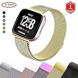FunBand für Fitbit Versa Armband,Luxus Milanese Edelstahl Wrist Strap Band Ersatz Armbanduhr Uhrenarmband Schlaufe Armbänder mit Starkem Magnet-Verschluss und Metallschließe für Fitbit Versa