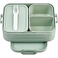 Mepal Bento Box Midi - Lunch Box with Bento Box - for 2 Sandwiches or 4 Slices of Bread - Lunch Box for Sandwiches, Small Snacks & Left Overs - Lunch Box Adults - Nordic sage