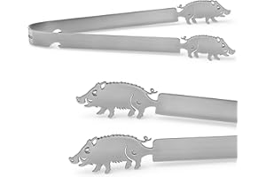Geiserailie Grillzange Motiv Wildschwein Edelstahl Bratwurstzange für Jagd Jäger Jägerin Weihnachten Männergeschenk Jagdgeschenk Jäger Geschenk, Spülmaschinengeeignet, Silber