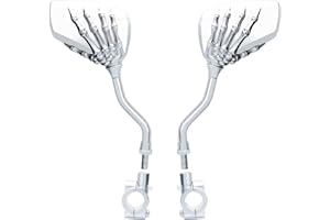 TOPCABIN 1 Pair Bicycle Mirror,Big View Bike Rear View Mirror Blindsight Multi Angle Adjustable Bike Mirror Billet Aluminum Chrome Plated Outside Skull Claw Style Also suitable for motorcycle mirror