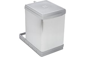 ELLETIPI 1954 Elletipi Tower PAL609/1ALL.Poubelle tri sélectif extractible avec Ouverture Automatique pour Base, Plastique et Aluminium, Gris, 25 x 41 x 39,5 cm