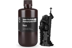 ELEGOO Ulepszona żywica 405nm zmywalna wodą, żywica szybkoschnąca do drukarki 3D zmywalna wodą z mniejszym skurczem i wyższą precyzją dla drukarek LCD/DLP/SLA/3D, czarna 1000 g