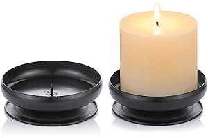 NUPTIO Unids de 2 Candelabros Pilar de Hierro Negro Candelabro de Punta de 9cm De Diámetro. Ideal para Jardines de Velas de Cera o LED, SPA y Aromaterapia, Conos de Incienso, Bodas, Fiestas, SPA
