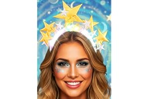 Zoestar Diadema de corona de estrellas con luces LED, diadema de estrellas brillantes, aro de pelo brillante para novia, disfraz de festival, accesorios para el cabello para mujer