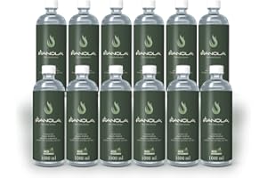 Planika Fanola Combustible Líquido - Bioetanol para Chimeneas - Origen Vegetal - Combustión Limpia - Sin Humo, Hollín ni Cenizas - Neutro para el Medio Ambiente - 12x1L