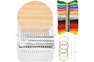SIYINGSAERY Small Darning Loom Weaving Loom, 14 Hooks Darning Looms Speedweve Type Weave Tool with 24 Color Threads, Mini Knitting Machine for DIY Weaving Arts, Repair Clothes, Beginners Mending Jeans Socks