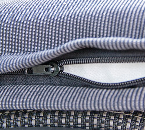 Deckchair Auflage mit Kopfkissen, Reißverschluss Bezug abnehmbar, waschbar in Anthrazit - 2