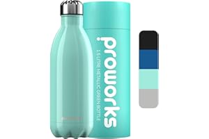 PROWORKS 1500ml Bottiglia Acqua in Acciaio Inox, Senza BPA Vuoto Isolato Borraccia Termica in Metallo per Bevande Calde per 12 Ore & Fredde 24 Ore, Borraccia Sport, Lavoro e Palestra