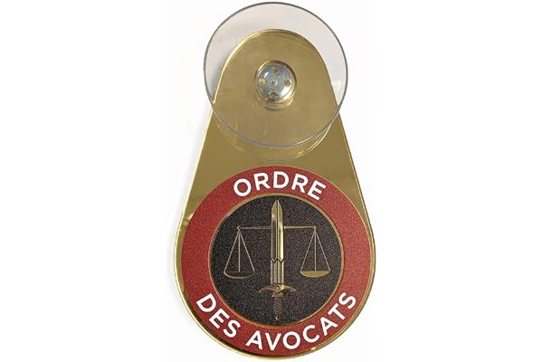 Signalétique.biz France Macaron Avocat - Insigne doré Avocat à Ventouse - Plaque Avocat pour Pare-Brise