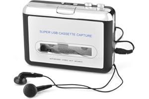 Tosuny USB Kassetten-zu-MP3-Konverter, Kassetten Player, Kassetten Player mit Kopfhörern, Capture Audio Music Player, USB-Kassette zum PC MP3 CD Umschalter Konverter, Plug and Play