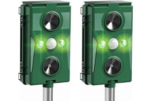 XIAXIA 2 x ultradźwiękowy odstraszacz kotów, ultradźwiękowy odstraszacz kotów, ładowanie solarne, ładowarka USB, zapobieganie psom, kotom, ptakom, do ogrodu, 2 szt