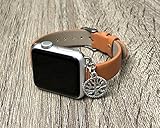 Luxus Braun Vegan Leder Band f?r Apple Uhr Alle Series 1?2?& 3?Hand verstellbare Gr??e Armband mit Silber Baum des Lebens Schmuck Ornament Elegante Apple Armbanduhr Schmuck Armband - 38 mm