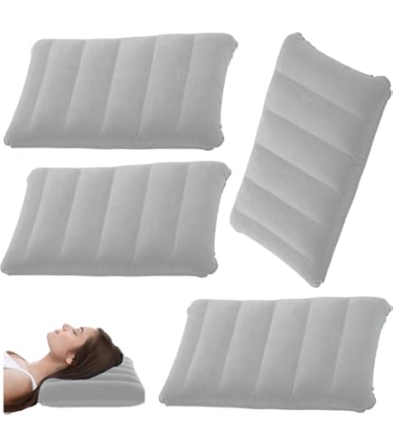 4 Cuscini Gonfiabili Per Viaggio - Morbidi, Impermeabili E Pieghevoli | Ideali Per Spiaggia, Campeggio E Auto (47x35cm) - Foto 3