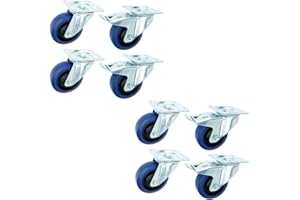 TEGO PRO 2 Satz 100 mm BLUE WHEELS Lenkrollen mit & ohne Bremse/Feststellbremse Transportrollen Schwerlastrollen 135 kg/Rad Blau - INDUSTRIEQALITÄT ECO (2 Satz Brems/Lenk)