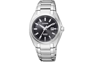 Citizen Damski analogowy zegarek Eco-Drive z tytanową bransoletką, srebrny/czarny, bransoletka