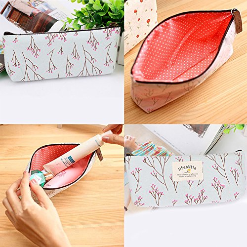 V-EWIGE Rosa Studenten Wind Pastoral Blumen Bleistift Kleine frische Garten-Art-Blumenleinwand-Studenten-Feder / Bleistift-Kasten-Bleistift-Beutel Neue - 3