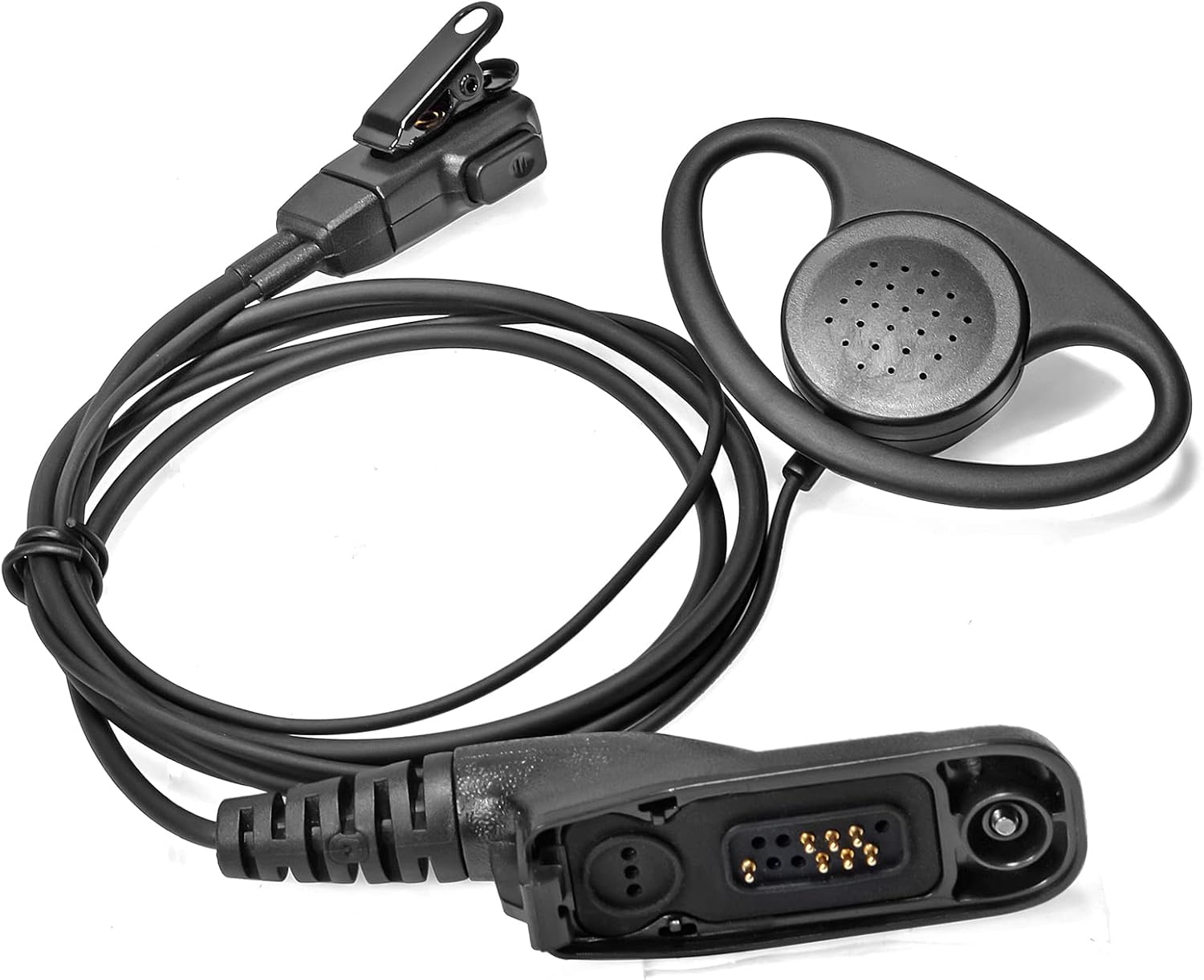 HYSHIKRA Earpiece with Mic Multi Pin Headset Compatible with Motorola DP3400 DP4400 DP4800 DGP4150 XiR-P8200 Xpr-6300 Two Way Radio (D Shape, 1)