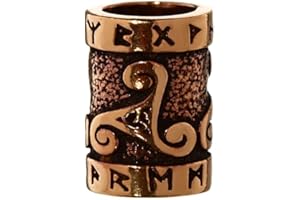 NKlaus Bijoux de cheveux Perle de barbe TRIRUNA Triskèle avec runes Perle bouclée en bronze 6414