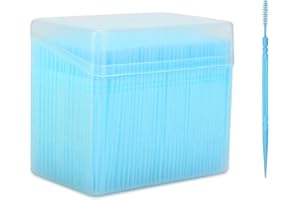 AGATIGE 1100 Pezzi Di Stuzzicadenti in Plastica, Bastoncini Morbidi Monouso a Doppia Scovolini Dentali Scovolini Interdentali Scovolino Denti Con Scatola per La Pulizia Dei Denti Strumento Orale (Blu)