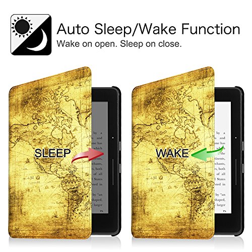 Kindle Voyage Hülle Case – Fintie Ultra Slim Lightweight Schutzhülle Tasche Cover mit Auto Schlaf / Wach Funktion Standfunktion nur geeignet für Kindle Voyage, Weltkarte - 7