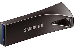 Samsung Clé USB BAR Plus de Type A, 64 Go, 400 Mo/s en lecture, 110 Mo/s en écriture, Clé USB 3.1, résistante aux chocs, gris titane, ‎MUF-64BE4/APC