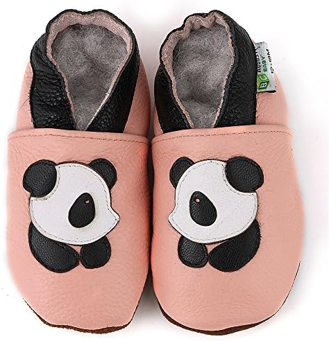 AUGUSTA BABY Baby Boys Girls First Walker Soft Sole Leather Baby Shoes - Panda - EU Size 21