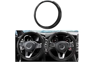 CGEAMDY Housse de volant de voiture universelle antidérapante respirante en cuir microfibre, diamètre 37-38 cm coutures élastiques couleur volant protecteur, accessoires de voiture intérieure (Noir)