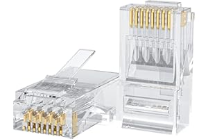 CableCreation - Connettori RJ45 di categoria 6, UTP, presa di rete per cavo solido e standard, trasparente, confezione da 100 UTP-Cat 6-Transparent 100-PACK