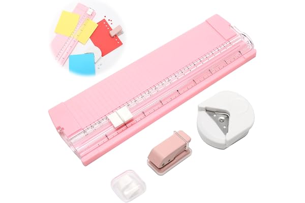 Lot de 3 Coupe Papier pour Travaux Manuels, Massicot Papiers A4 avec Lame de Rechange, Couper Coins Arrondis et Perforatrice à Papier Monotrou de 3 mm pour Papier, Photo, Carte